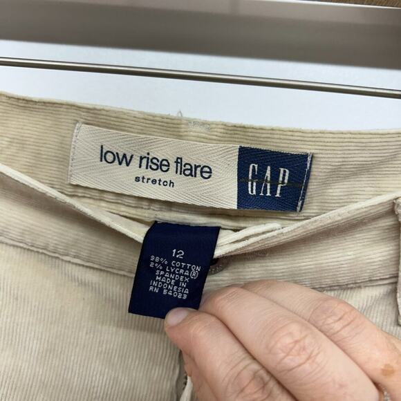 Vintage Y2K 2000s GAP Cream Wide Leg Low Rise Flare Corduroy Pants 12 - Picture 6 of 6